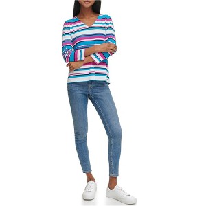 Calvin Klein Womens Multi-Striped Pullover Blouse - 1 of 2