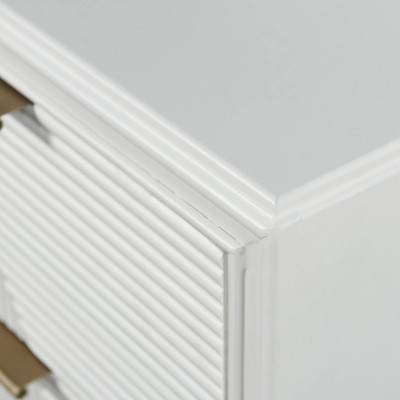 Milo Satin White 3-Drawer Chest with Copper Accents