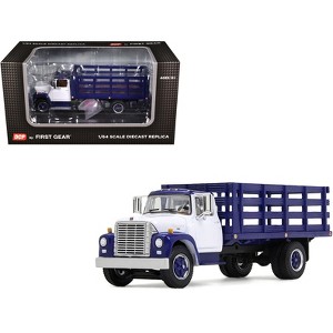 1970s International Loadstar Stake Truck White and Navy Blue 1/64 die cast model by DCP/First Gear - 1 of 4