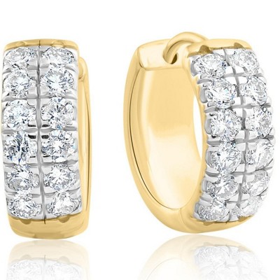 Pompeii3 1 1/2Ct Diamond Hoops in Yellow Gold Lab Created 14.55mm Tall