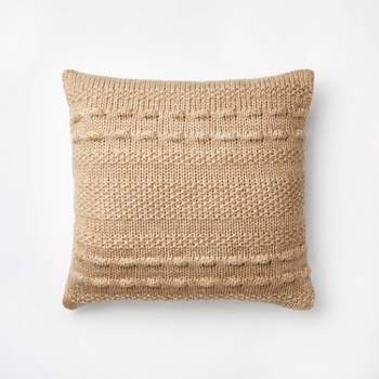 Bobble Knit Striped Square Throw Pillow Beige - Threshold™ designed with Studio McGee