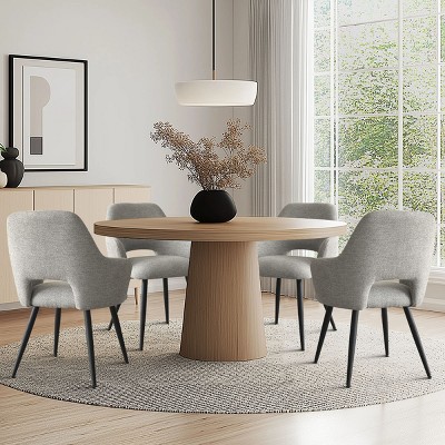 Set of 4 Upholstered Dining Chairs with Arms, Modern Accent Chairs with Metal Legs, Comfortable Padded Seat for Dining Room & Kitchen-Maison Boucle