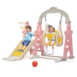 3-in-1 Kids Slide for Toddlers Slide and Swing Set,Indoor - 1 of 4