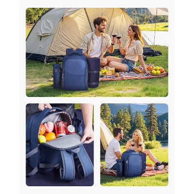 VEVOR Picnic Backpack, Beach Picnic Backpack Bag for 2 Person with Insulated Cooler Compartment, Detachable Bottle/Wine Holder, Navy Blue — фото 3
