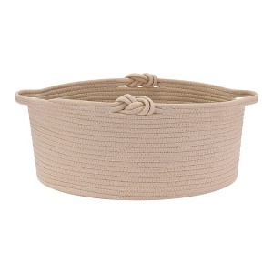 REGALWOVEN Handcrafted Odorless Cotton Rope Decorative Woven Storage Basket with Handle - 1 of 4
