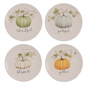 Transpac Ceramic Pumpkin Plate Set of 4 Fall/Harvest Home Decorations - 1 of 1