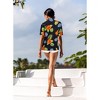 LA LEELA Hawaiian Shirts Womens Floral Summer Beach Party Blouses Short Sleeve Vacation Casual Button Up Dress Shirts for Women - 2 of 4