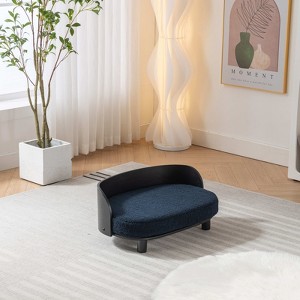 VisioGear Elevated Dog Bed Pet Sofa With Solid Wood legs and Bent Wood Back, Velvet Cushion, Dark Blue, 26"*15.7"*10.6" - 1 of 4