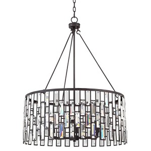 Regency Hill Aurelia Bronze Drum Pendant Chandelier 26 3/4" Wide Modern Clear Glass Shade 6-Light Fixture for Dining Room House Foyer Kitchen Island - 1 of 4