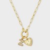 14K Gold Dipped Cubic Zirconia Puffy Heart Charm Initial Necklace - A New Day™ Gold - 2 of 4