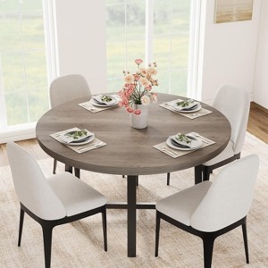 CuisinSmart 47.2" Round Dining Table, Industrial Dinner Table for 4 to 6, Wooden Kitchen Table with Sturdy Metal Frame & Rustic Finish - 1 of 4