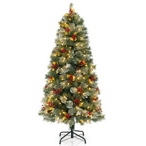 Tangkula 5/7.5/9 FT Artificial Xmas Tree w/ 1416 Branch Tips 560 Warm White LED Lights - 1 of 4