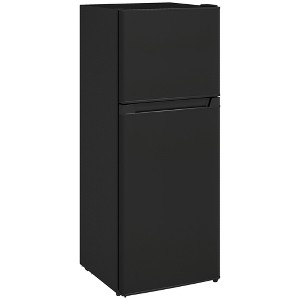 HOMCOM Small Fridge with Freezer, 4 Cu Ft Refrigerator with Reversible Doors and Adjustable Thermostat, Small Freezer, Black - 1 of 4