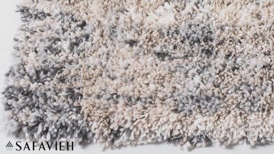 Fontana Ivory and Gray Hand-Knotted Shag Rug, 8' x 10'