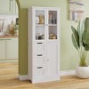 KTMBDW 58.46¡°H Tall Bathroom Cabinet, Storage Cabinet with 3 Drawers, Bathroom Storage Cabinet, Tall Cabinet for Living Room, Dining Room, White - 3 of 4