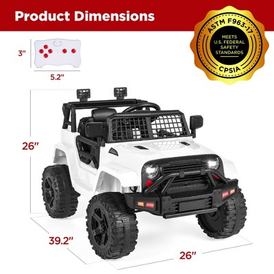 White 12V Kids Ride-On Truck with Remote Control
