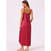 cheibear Women's V Neck Sleeveless Silky Satin Soft Long Nightwear - 3 of 4