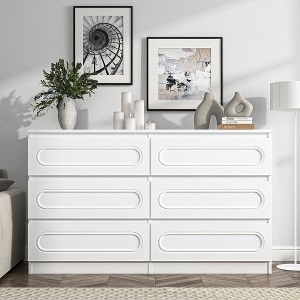 Resenkos 6 Drawer Wood Modern White Dresser for Bedroom Closet Storage - 1 of 4