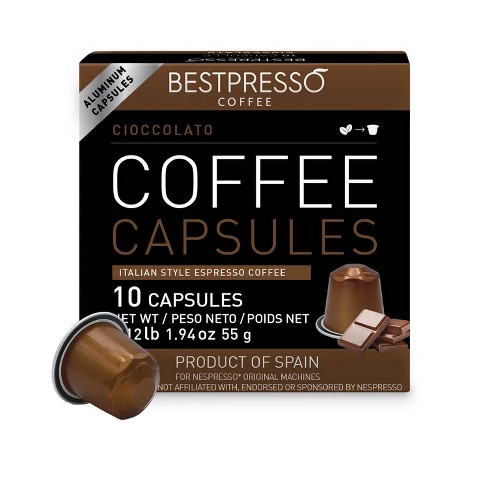 Bestpresso Coffee For Nespresso Original Machine 120 Pods Certified Genuine Espresso Chocolate Blend medium Intensity Target