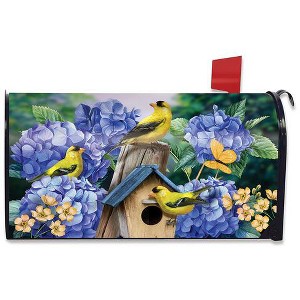 Briarwood Lane Spring Mailbox Cover  - Oversized - Goldfinches and Hydrangea Oversized For Spring Mailbox Cover - 1 of 3