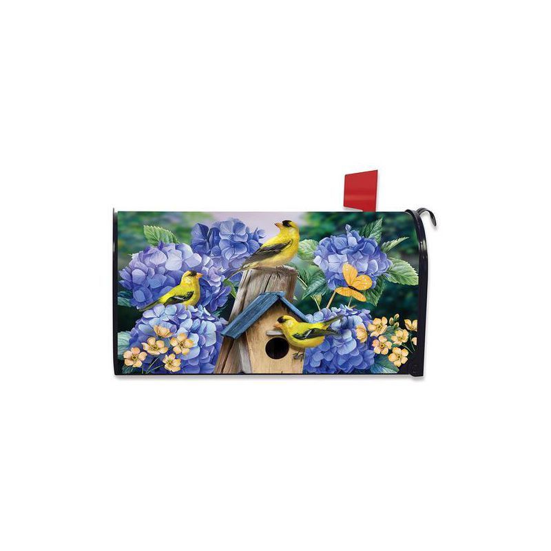 Goldfinches and Hydrangea Spring Mailbox Cover  - Standard Size - Briarwood Lane, 1 of 4