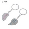 Unique Bargains 2Pcs Rhinestone Decor Heart Pendant Lover Keychain Keyring - 3 of 4