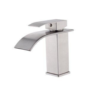 ChicFurnit Bathroom Sink Faucets Modern Waterfall Single Handle Faucet Single Hole Sink Faucet for Bathroom Vanity, Silver, 13.82"*7.72"*2.91" - 1 of 4