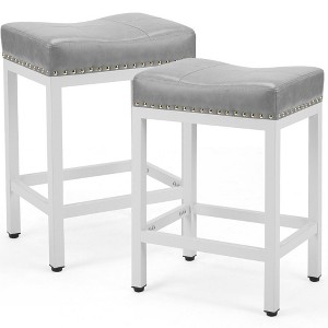 TUYOHW Saddle Bar Stools Set of 2,26'' Height Counter Stools with Steel Frame,Kitchen Stools for Home Kitchen Island - 1 of 4