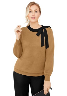 Jessica London Women's Plus Size Tie-Neck Sweater