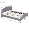 Queen Size Velvet Platform Bed with Stylish Stripe Decorated Bedboard and Elegant Metal Leg - ModernLuxe - 3 of 4