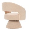 Vynxaria Swivel Accent Chair ¨C Stylish Round Barrel Chair in Nude Teddy Fabric - 2 of 4