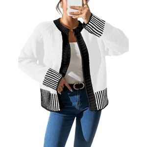 Coolmee Womens Fall Cardigan Sweaters Crewneck Long Sleeve Open Front Knit Sweater Women Fashion Cardigans - 1 of 4