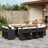 vidaXL 9 Piece Patio Dining Set with Cushions - Black and Cream Wood - 10 Items - 2 of 4