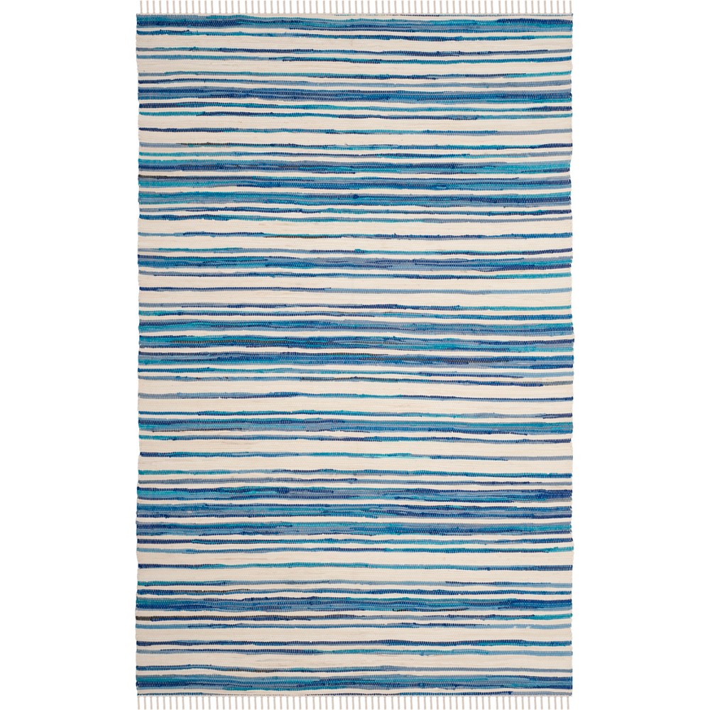 6'x9' Stripe Woven Area Rug Ivory/Blue - Safavieh