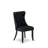 East West Furniture Dallas Parson Dining Room Chairs - Button Tufted Nailhead Trim Black Linen Fabric Padded Chairs, Set of 2, Distressed Jacobean - 4 of 4