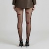 Anna-Kaci Women's Sheer Tights with Embroidered Lip Pattern Design - Black - 4 of 4