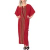 LA LEELA Women's House Daily Routine Evening Wear Vacation Holiday Casual Loungewear Oversize Caftan Maxi Top Night Shirts for Women 2X-3X Red, Solid - image 4 of 4