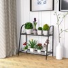 Tangkula Metal Plant Stand 2-Tier Flower Potted Holder Ladder-Shapped Storage Rack Shelf Shoe Rack Black - 2 of 4