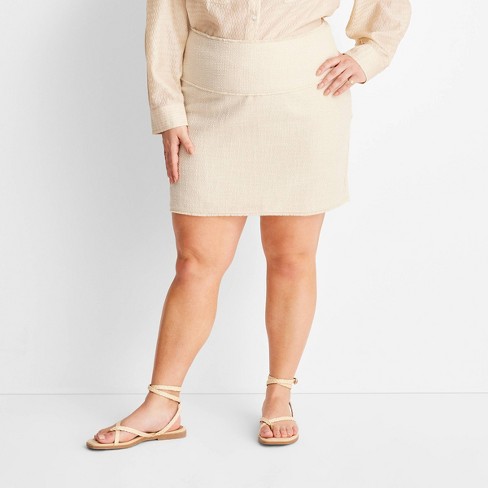 Women's Boucle Frayed Edge Mini Skirt - Future Collective™ with Jenny K.  Lopez Cream 30