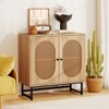 Tangkula 31.5" Rattan Buffet Cabinet Sideboard Storage Cabinet with Doors and Adjustable Shelf - 2 of 4