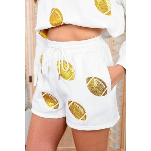 Women's Touchdown Sequin Football Shorts - Why Dress - 1 of 4