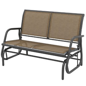 Aghana Digitals 2-Person Patio Glider Bench: Steel Frame Outdoor Swing Loveseat with Breathable - 1 of 4