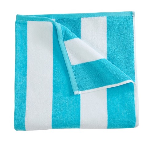 Market & Place Cotton Cabana Stripe Beach Towel Set 4-Pack Aqua Blue