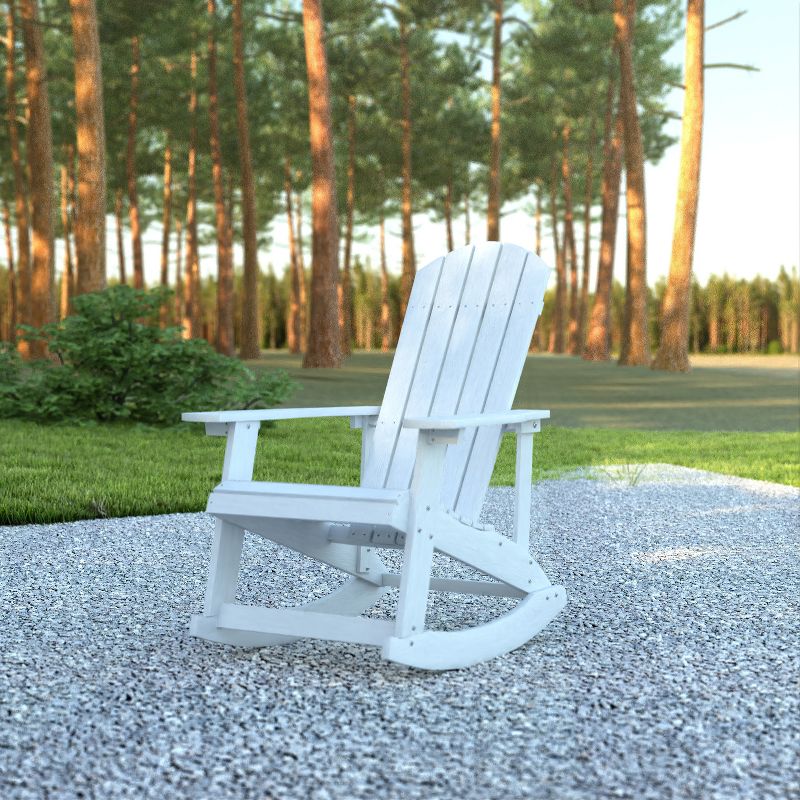 Emma and Oliver Classic All-Weather Poly Resin Rocking Adirondack Chair with Stainless Steel Hardware for Year Round Use, 3 of 12