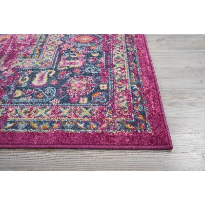 Traditional Floral Medallion 8' x 10' Blue and Purple Area Rug