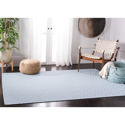 Light Blue Geometric Synthetic Indoor/Outdoor Area Rug