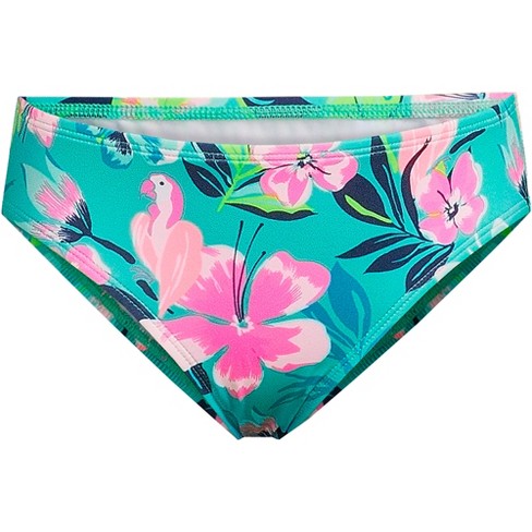 Lands' End Kids Slim Swim Bikini Bottoms - 10 - Jewel Green Tropic
