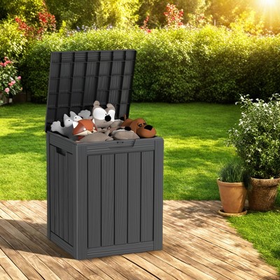 FURNIinspire Deck Boxes 28 Gallon Resin Deck Box, Waterproof Patio Outdoor Storage Bin Storage Box, All Weather Use, Ideal For Storage, Black