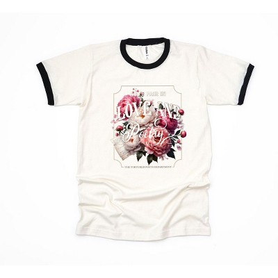 Simply Sage Market Women's All's Fair Love and Poetry Short Sleeve Ringer Tee