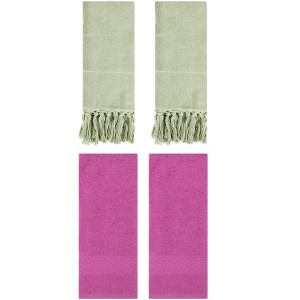 REGALWOVEN 4 Packs Solid Textured and Tassels Soft Absorbent Decorative Hand Towel - 1 of 4